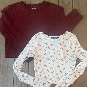 Set Maroon & Floral Long Sleeve Tops